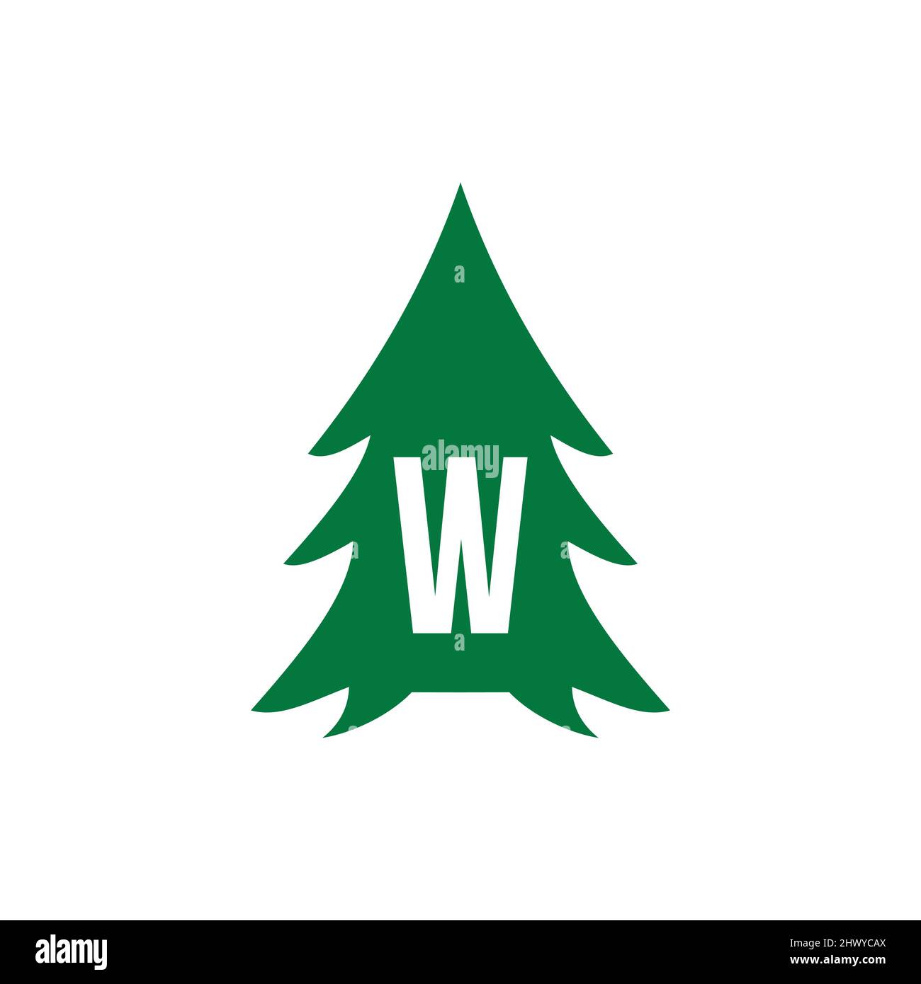 Logo en pin sur le modèle lettre W. Pine Tree Hotel Resort Wood Park logo Design Illustration de Vecteur