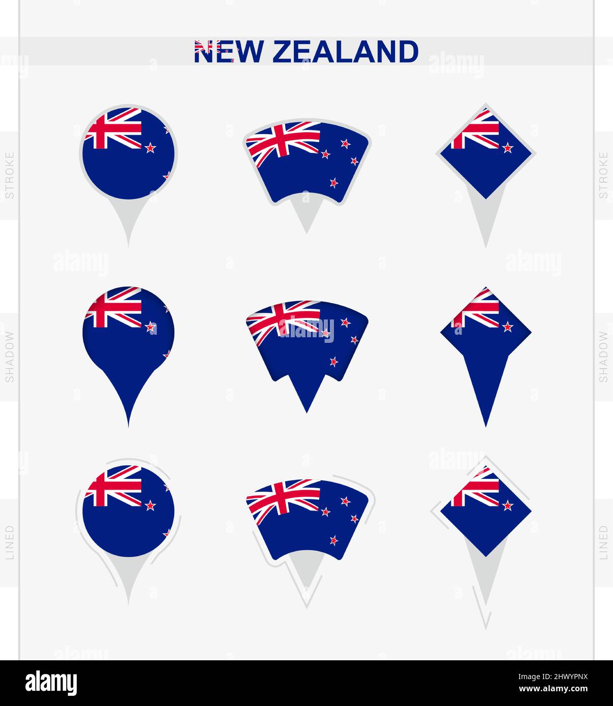 Drapeau de la NouvelleZélande, ensemble d'icônes