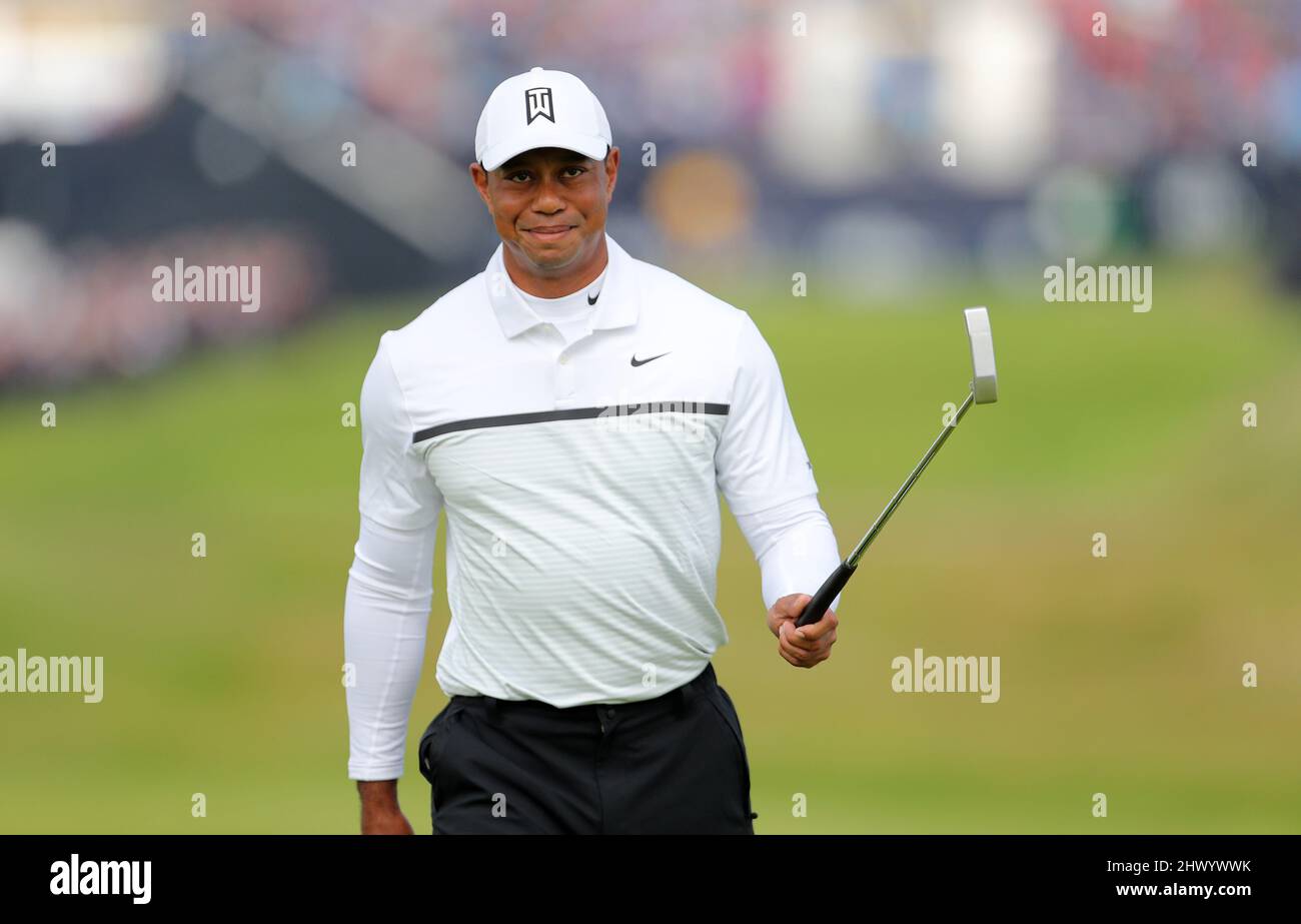 Photo du dossier datée du 19-07-2019 de Tiger Woods, qui sera présenté par sa fille Sam lorsqu'il sera intronisé au World Golf Hall of Fame mercredi. Date de publication : le mardi 8 mars 2022. Banque D'Images
