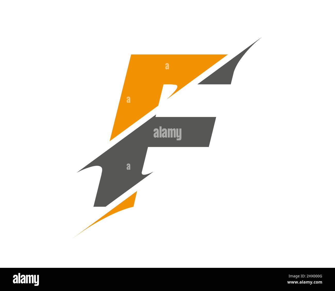 Logo F moderne avec concept Slash. Lettre initiale du monogramme F logo design Vector. F logo en tranches Illustration de Vecteur