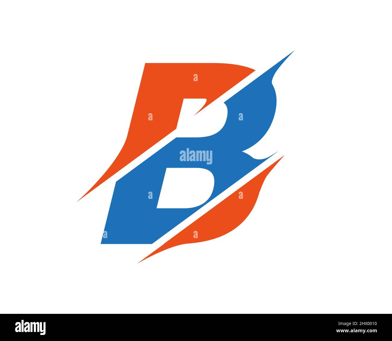 Logo B moderne avec concept Slash. Lettre initiale du monogramme B logo design Vector. B logo en tranches Illustration de Vecteur