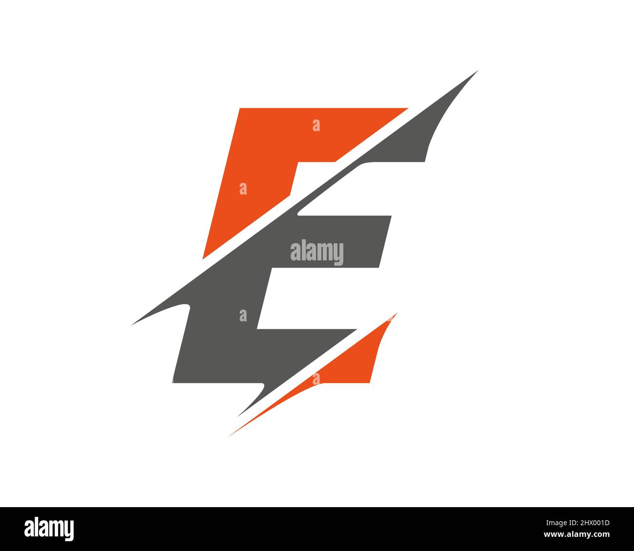 Logo lettre E moderne avec concept Slash. Lettre initiale du monogramme E logo design Vector. E logo en tranches Illustration de Vecteur
