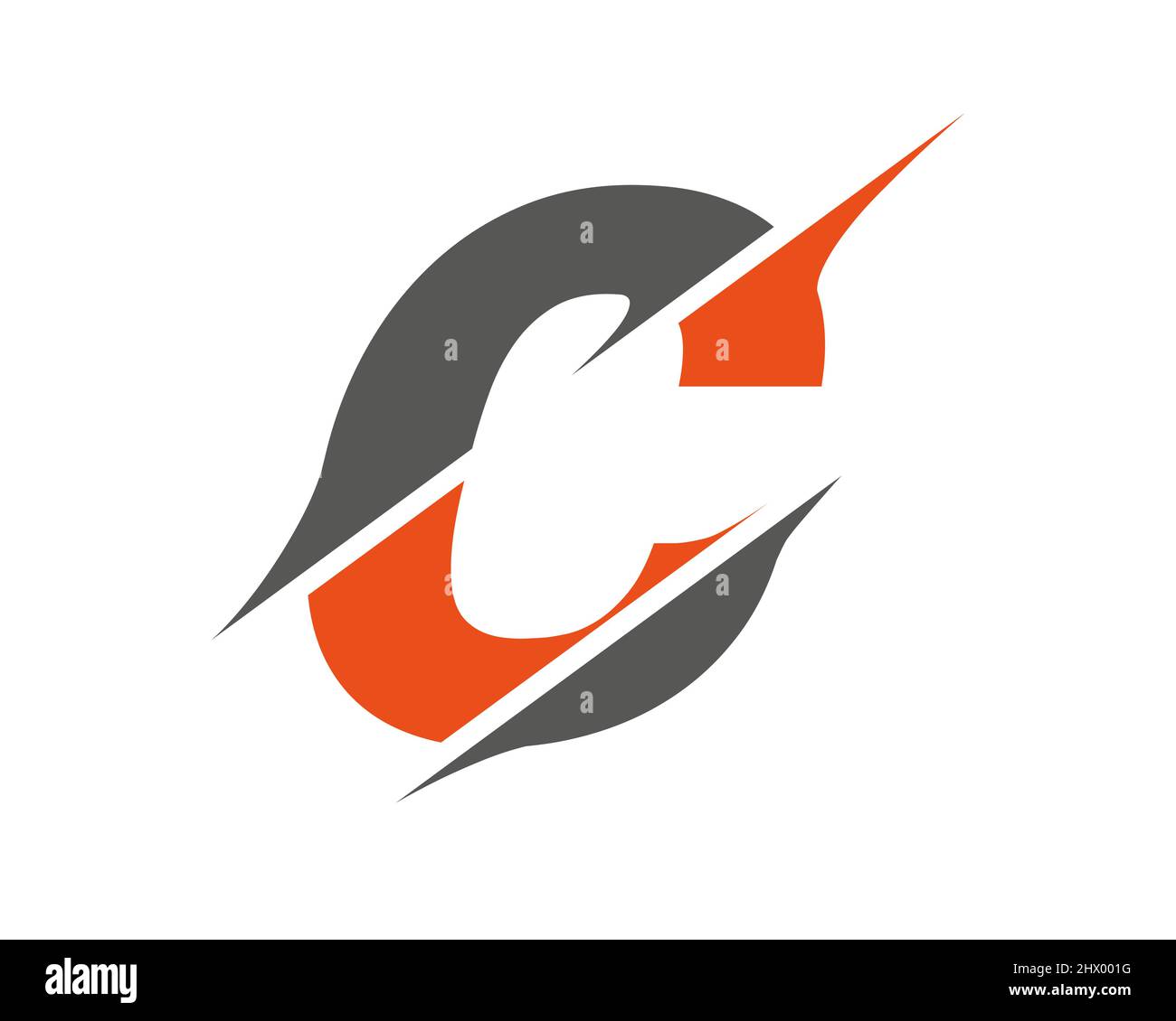 Logo C moderne avec concept Slash. Original monogramme lettre C logo design Vector. C logo en tranches Illustration de Vecteur