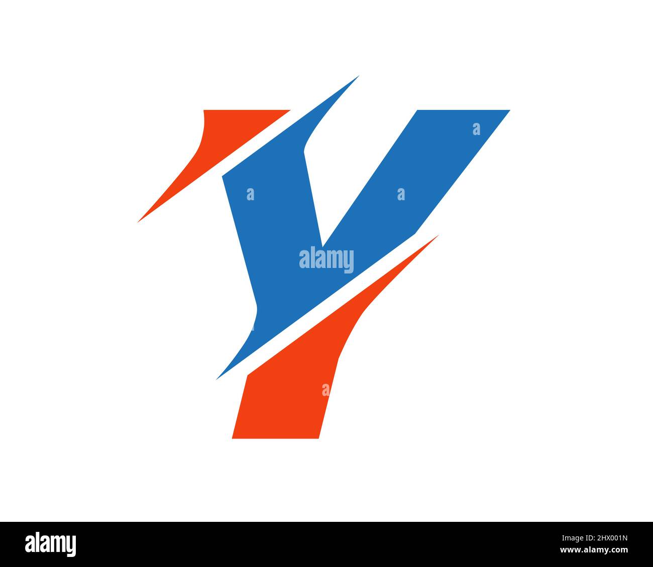 Logo moderne en y avec concept Slash. Lettre initiale du monogramme logo y design Vector. Y logo en tranches Illustration de Vecteur