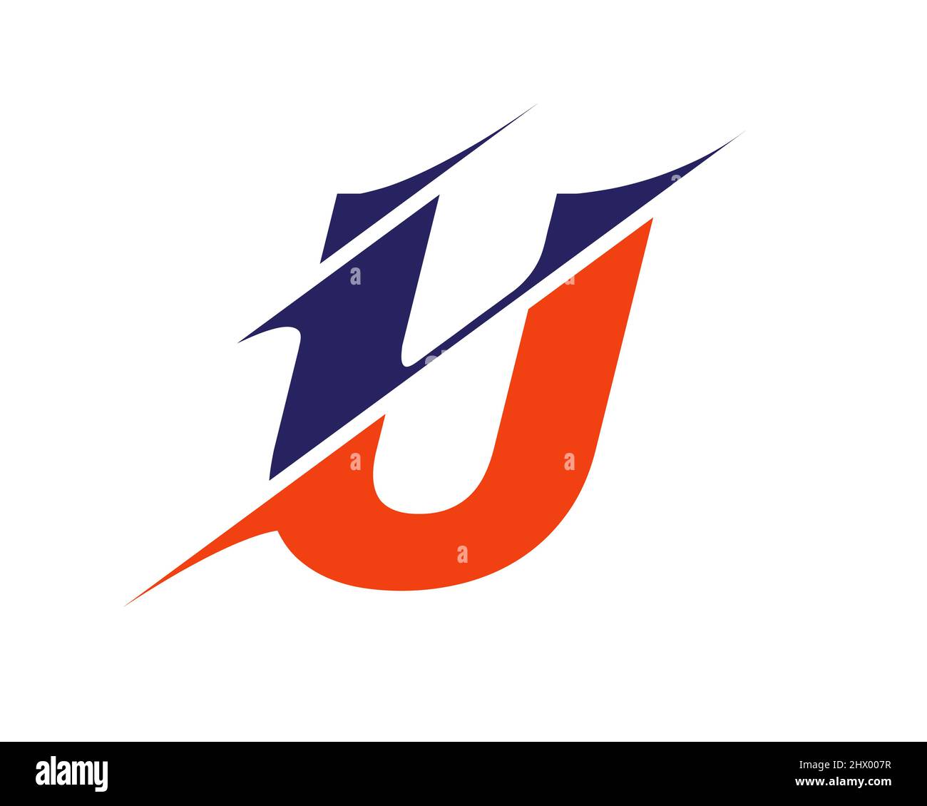 Logo lettre U moderne avec concept Slash. Original monogramme lettre U logo design Vector. U logo en tranches Illustration de Vecteur