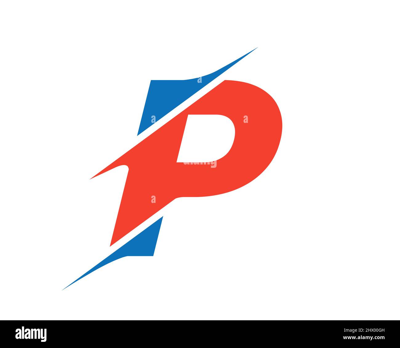 Logo moderne de la lettre P avec concept Slash. Lettre initiale du monogramme P logo design Vector. P logo en tranches Illustration de Vecteur