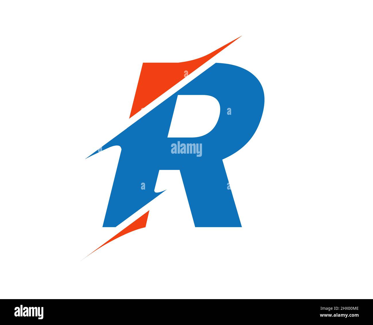 Logo R moderne avec concept Slash. Original monogramme lettre R logo design Vector. R logo en tranches Illustration de Vecteur