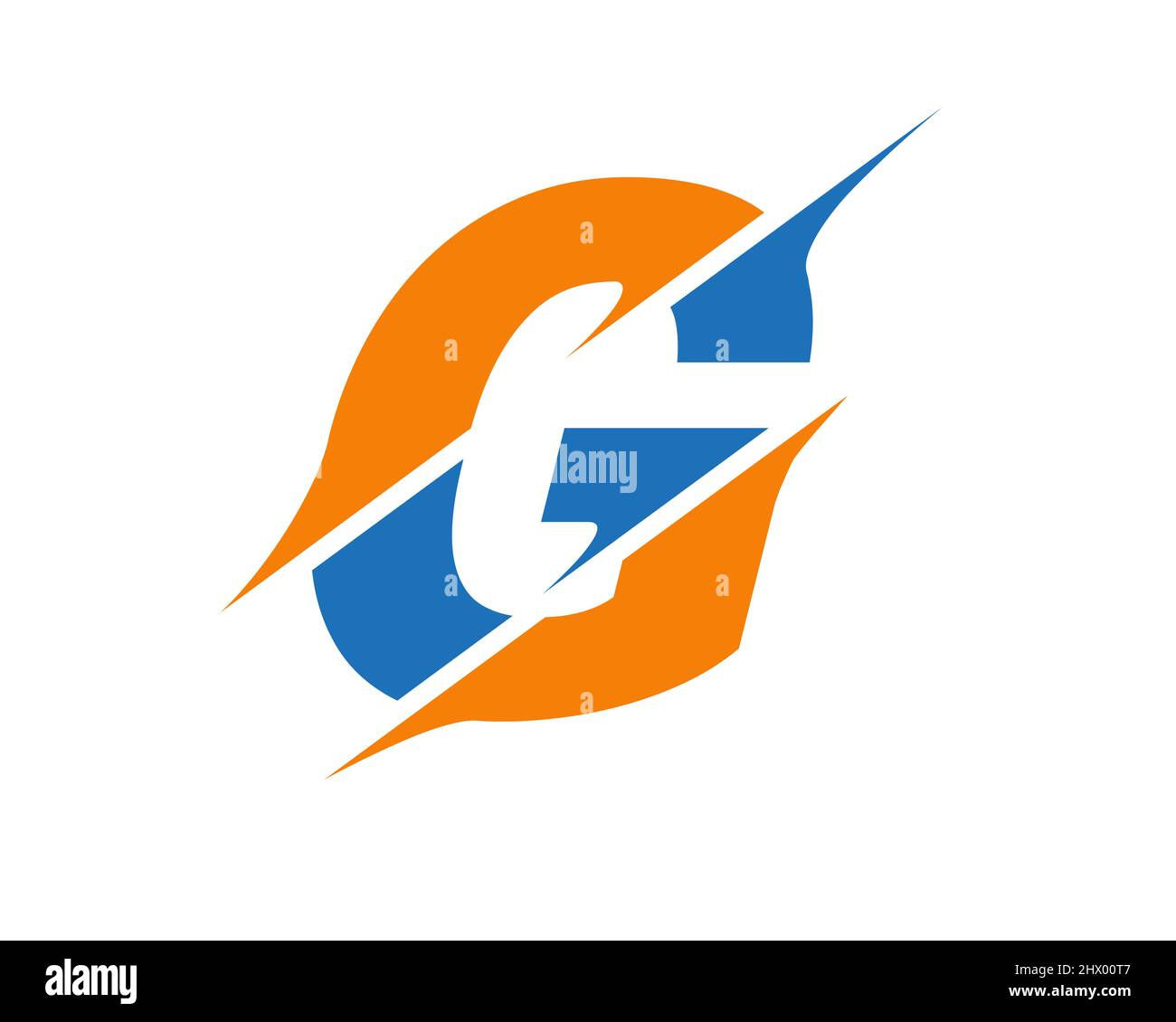 Logo lettre G moderne avec concept Slash. Lettre initiale du monogramme G logo design Vector. G logo en tranches Illustration de Vecteur