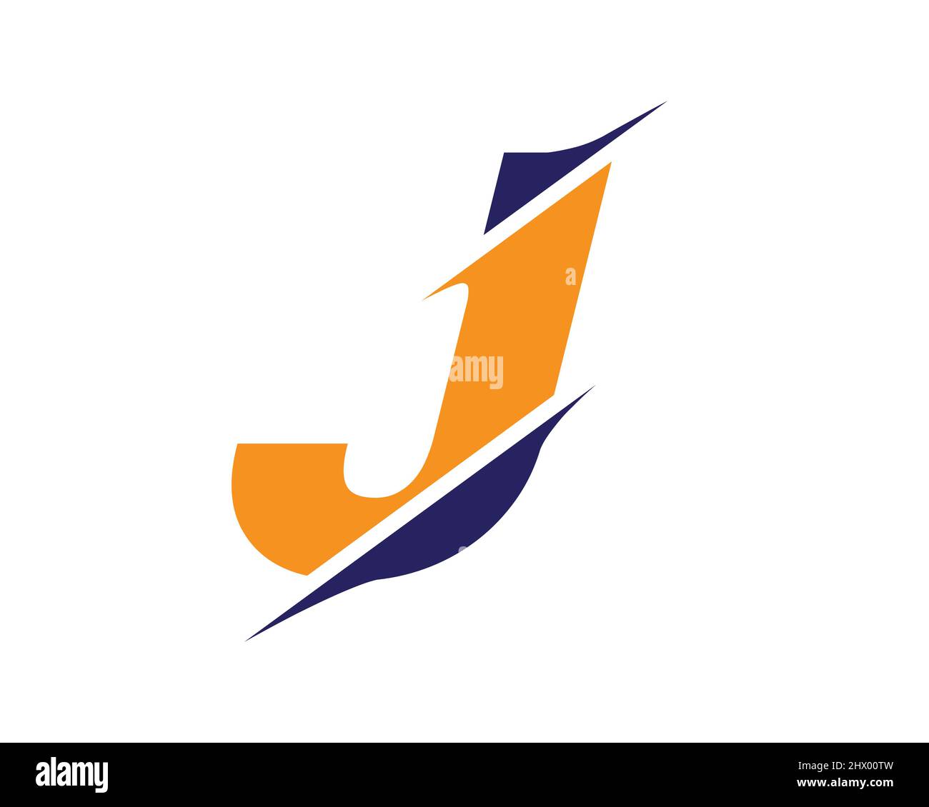 Logo J moderne avec concept Slash. Première lettre du monogramme J logo design Vector. J logo en tranches Illustration de Vecteur