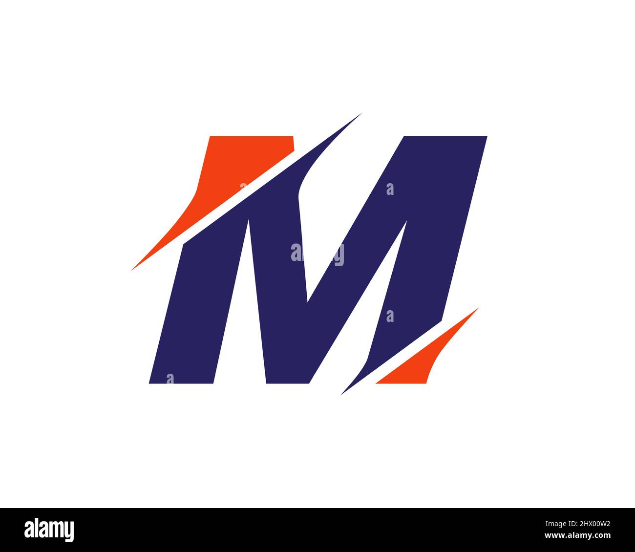 Logo lettre M moderne avec concept Slash. Lettre initiale du monogramme M logo design Vector. M logo en tranches Illustration de Vecteur