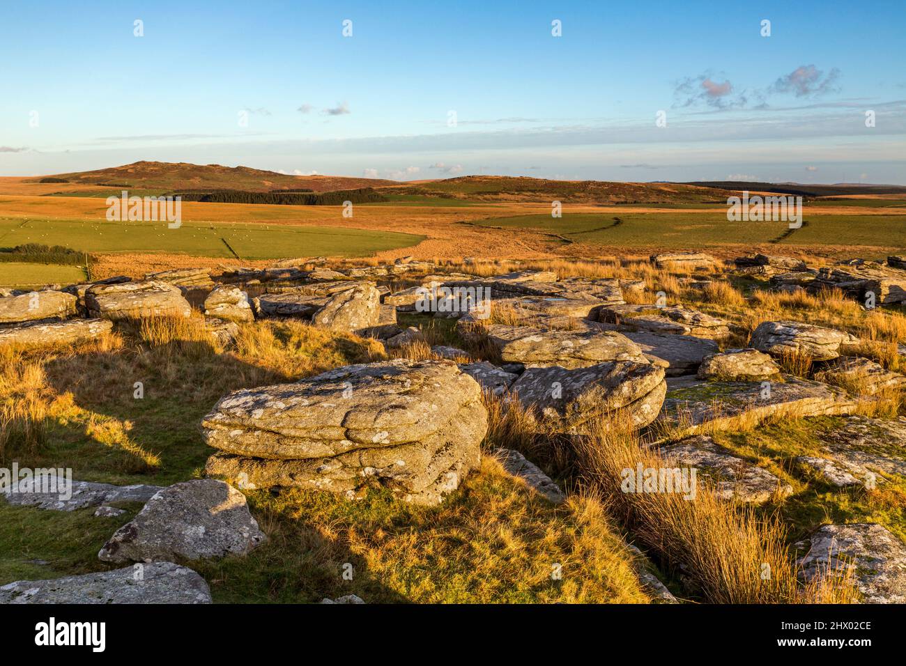 Vue depuis Alex Tor ; Bodmin Moor ; Cornwall ; Royaume-Uni Banque D'Images