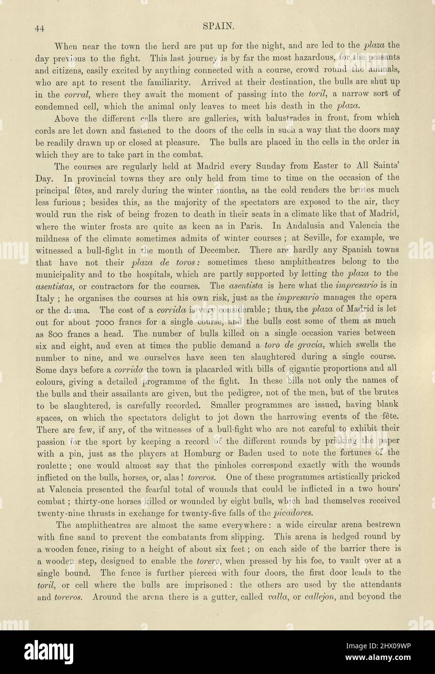 Page de l'Espagne par Baron ch. d'Avillier illustrée par Gustave Dore Banque D'Images