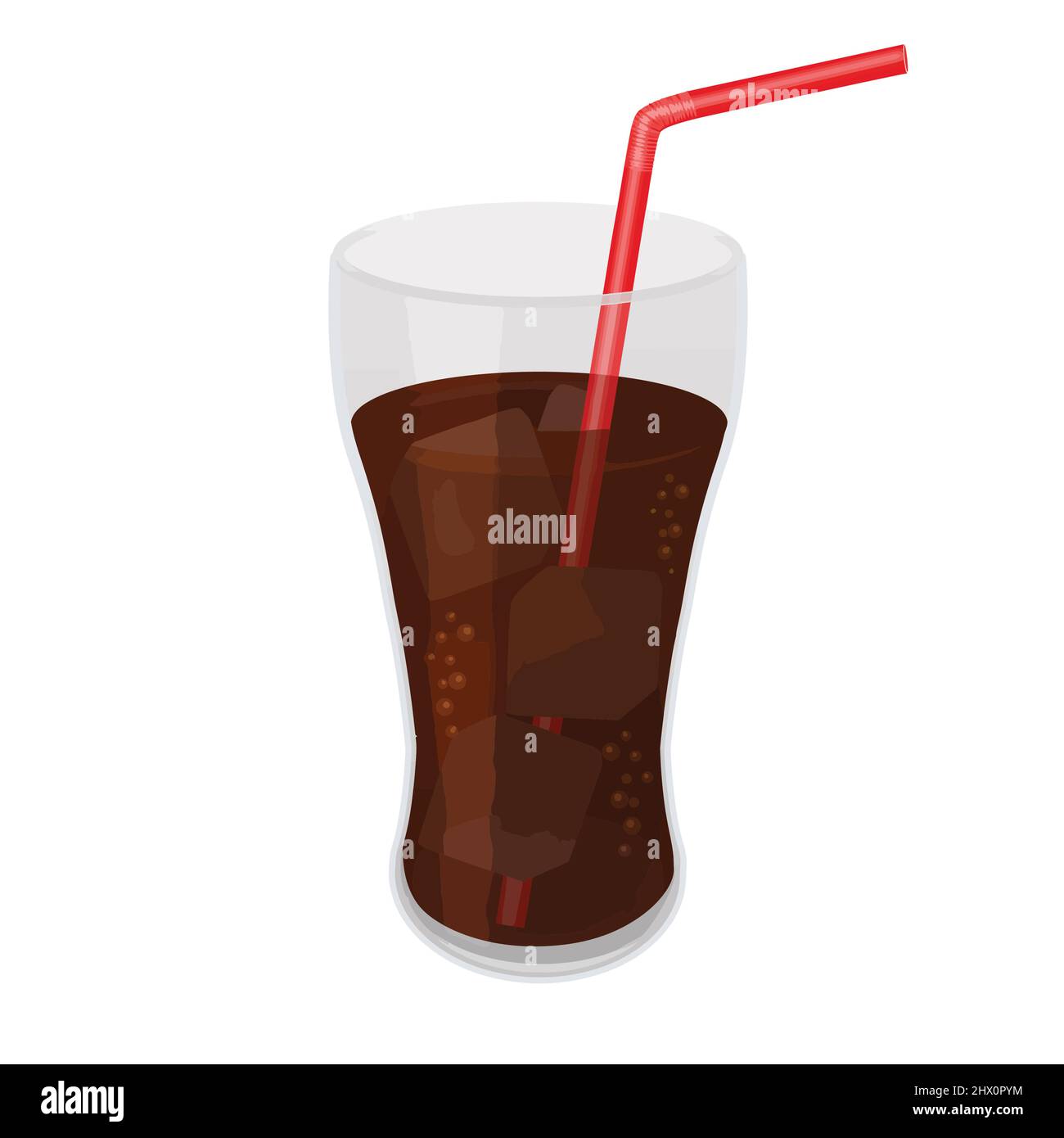 Verre de Cola avec glaçons isolés sur fond blanc, illustration vectorielle Illustration de Vecteur