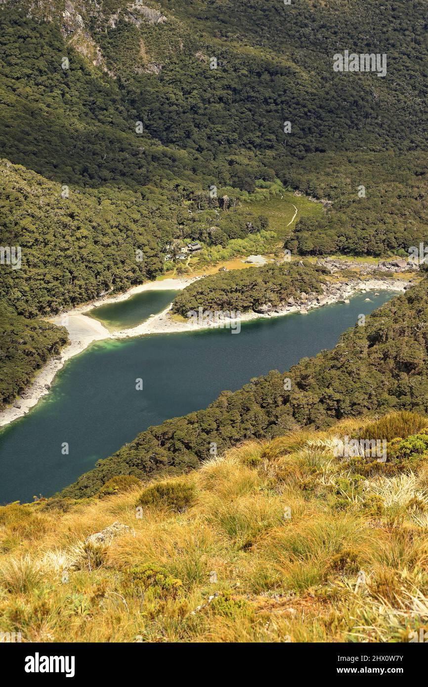 Lac Mackenzie, Routeburn Track, Fiordland, Nouvelle-Zélande Banque D'Images