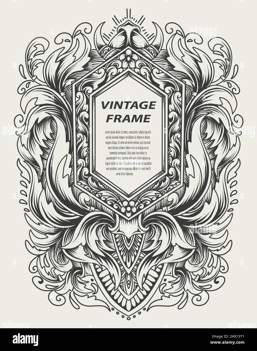 cadre baroque vintage avec ornement ancien Illustration de Vecteur