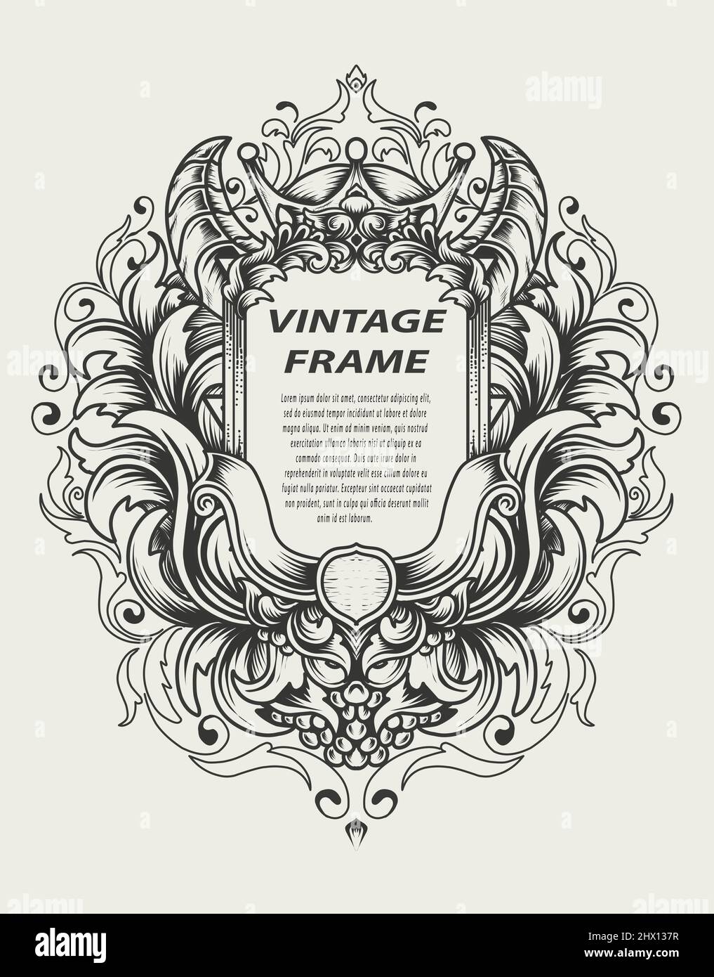 cadre baroque vintage avec ornement ancien Illustration de Vecteur