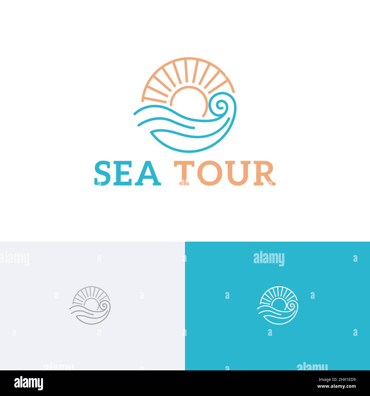 Circle Sea Beach Tour monoline simple logo Template Illustration de Vecteur