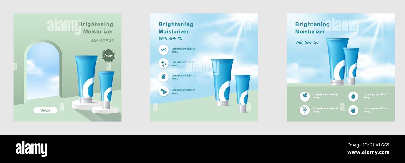Minimaliste moderne beauté mode cosmétique social media carré poster bannière de couleur bleue. Adapté à la connaissance du produit, à l'affichage, au prix, aux conseils de catalogue Illustration de Vecteur