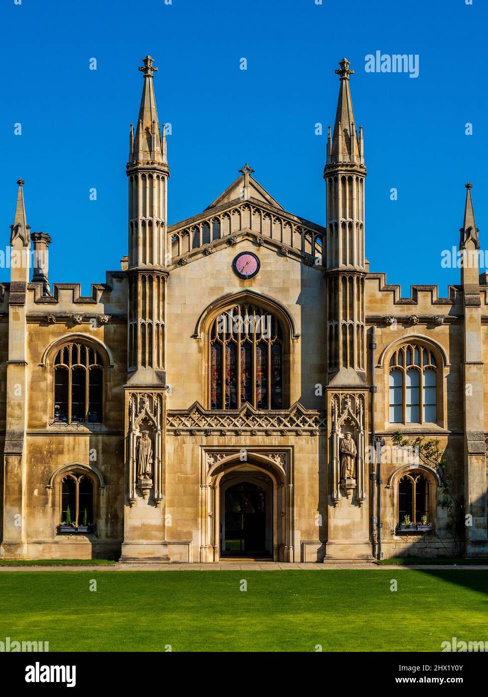 La nouvelle Cour de Corpus Christi College, qui fait partie de l'Université de Cambridge, au Royaume-Uni. Le collège a été fondé en 1352 par les habitants de Cambridge. Banque D'Images