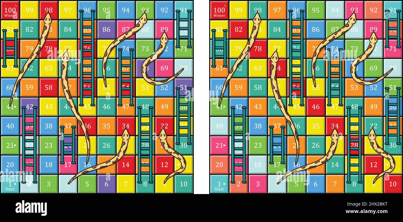 Image vectorielle de jeu de société imprimable Snake et Ladder. Illustration de Vecteur