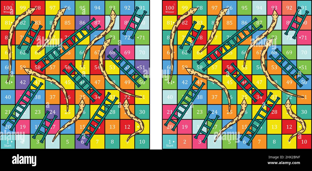 Image vectorielle de jeu de société imprimable Snake et Ladder. Illustration de Vecteur