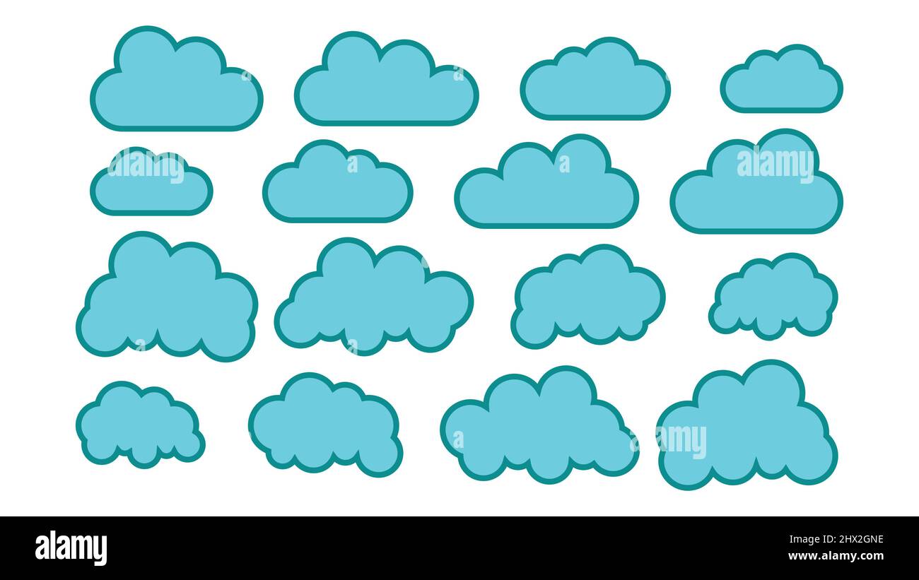 Ensemble de nuages isolé sur une image vectorielle d'arrière-plan blanche. Illustration de Vecteur