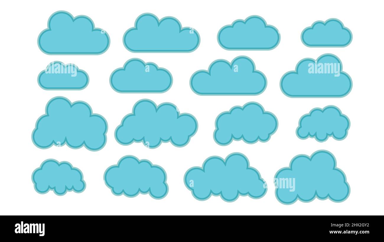 Ensemble de nuages isolé sur une image vectorielle d'arrière-plan blanche. Illustration de Vecteur