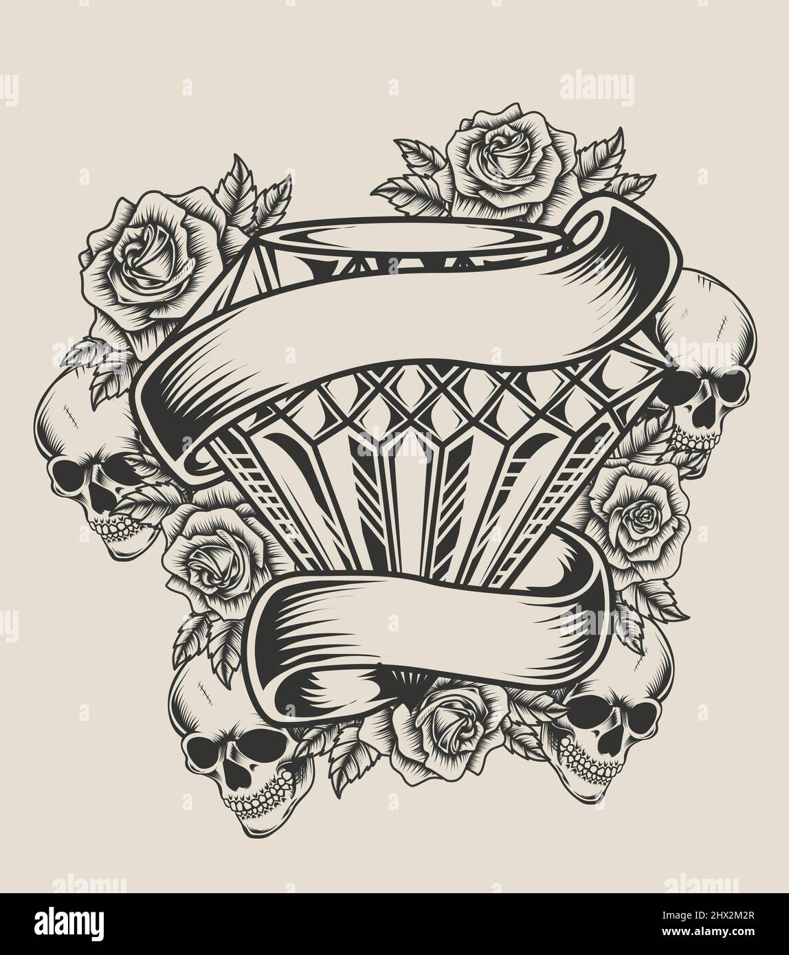 illustration crâne de diamant rose style monochrome Illustration de Vecteur