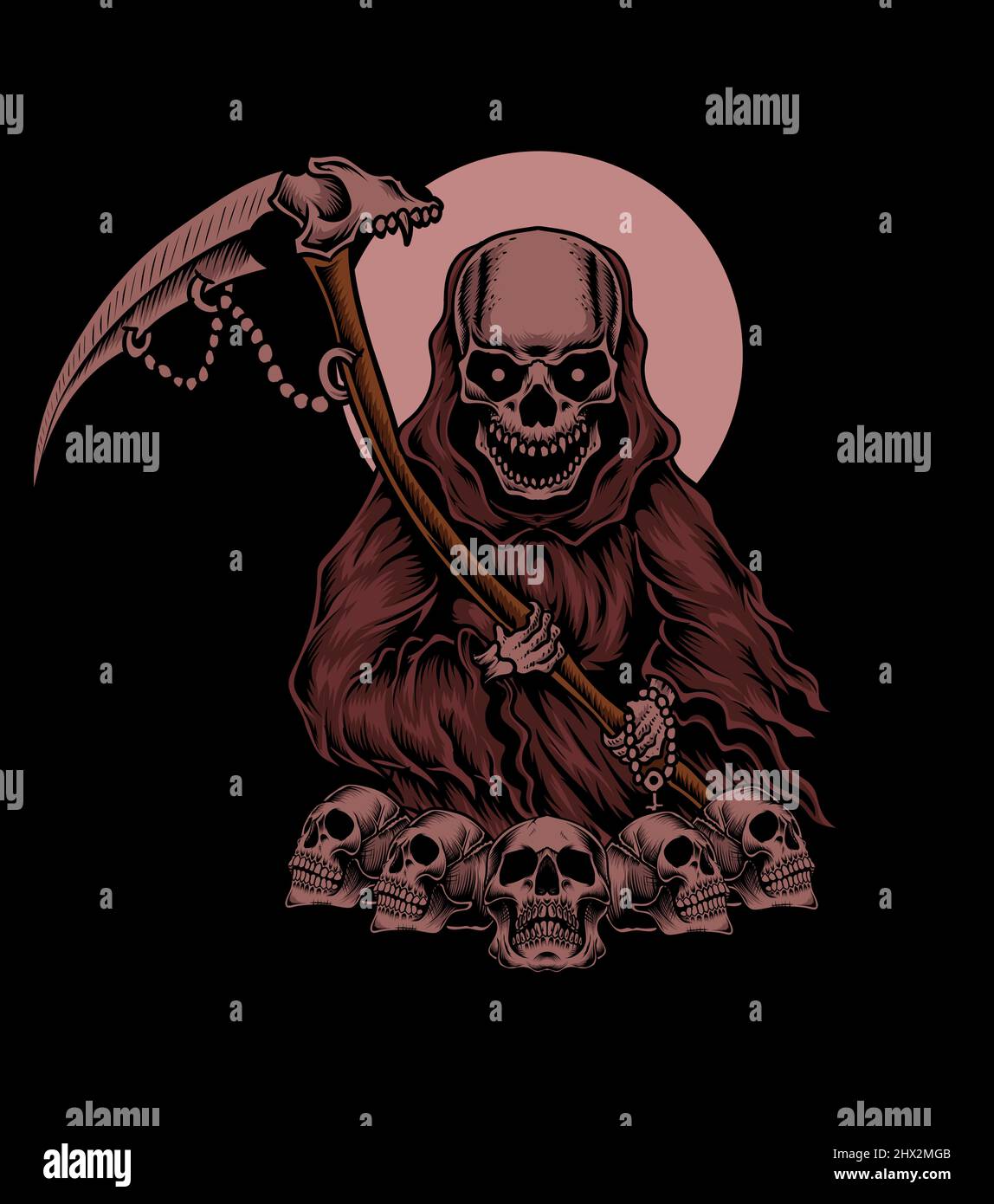 illustration ange de la mort effrayant sur fond noir Illustration de Vecteur