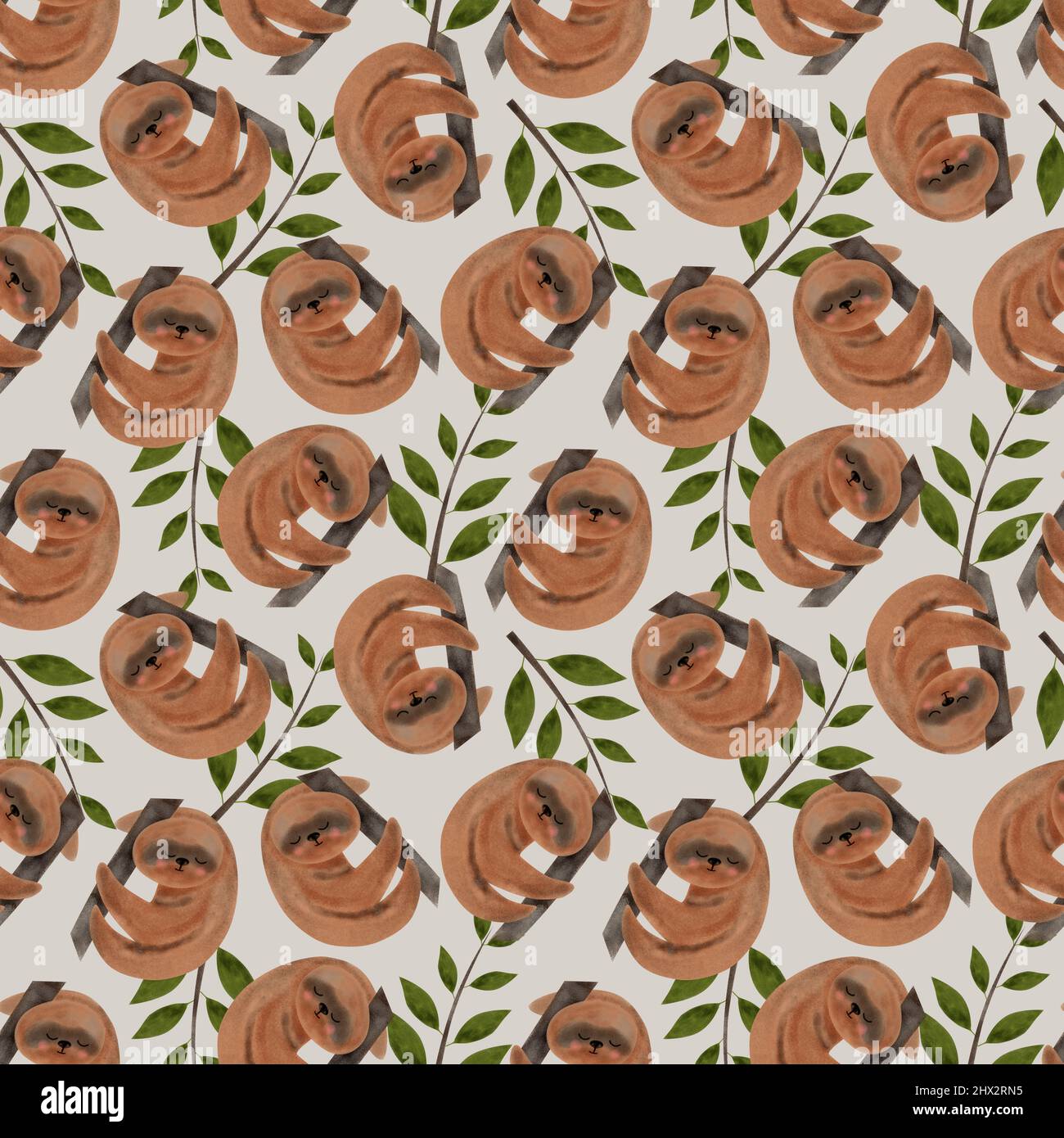 Répéter le motif de sloth, sans couture le motif tropical, le fond d'écran animal de dessin animé, le papier peint de sloth vierge mignon, le fond d'écran animal pour le papier d'emballage, nur Banque D'Images