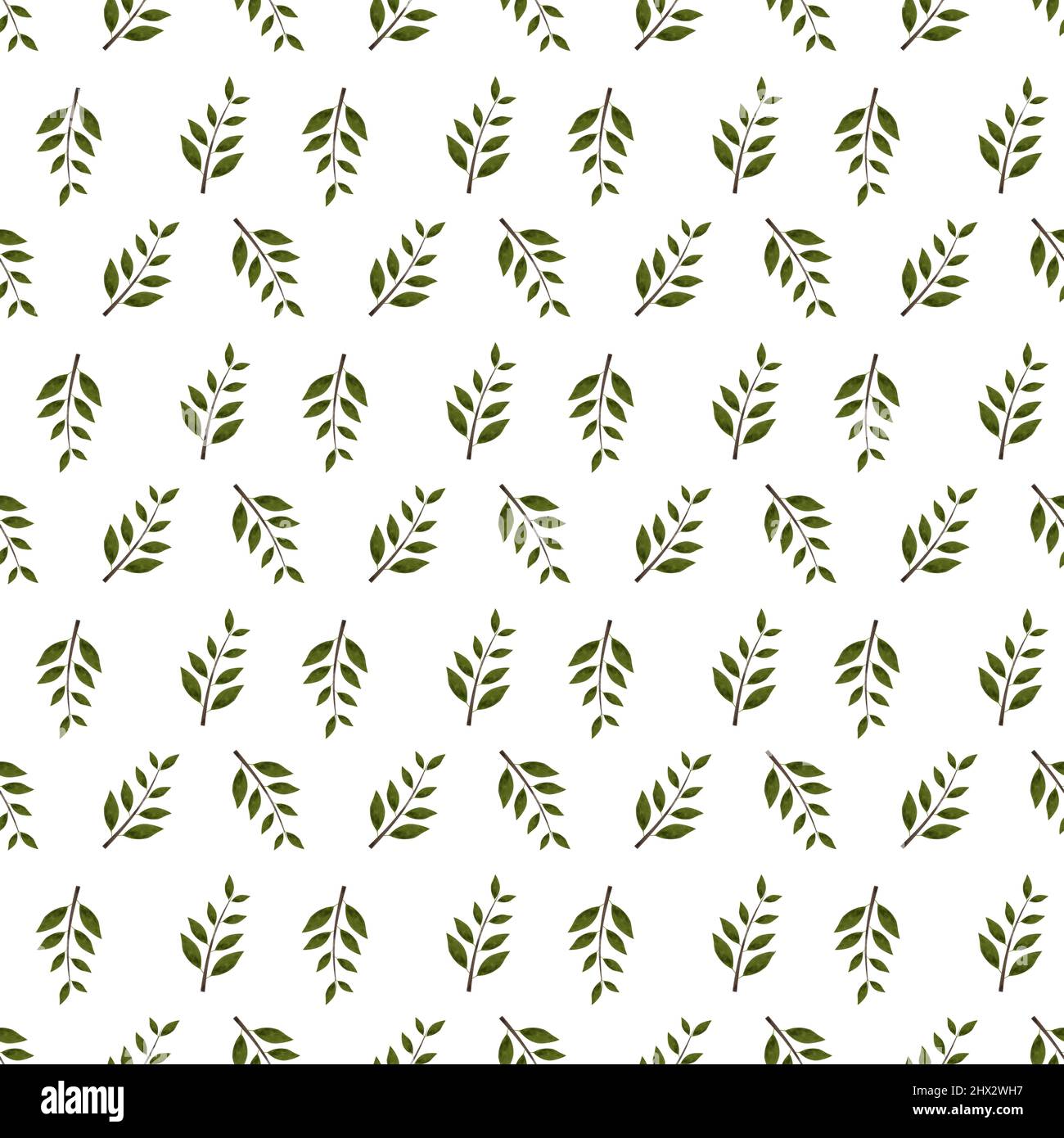 Motif feuillage sans couture, toile de fond de branches d'arbres, papier peint naturel sans couture, imprimé textile. Fond vert feuilles, décoration simple arbre Banque D'Images