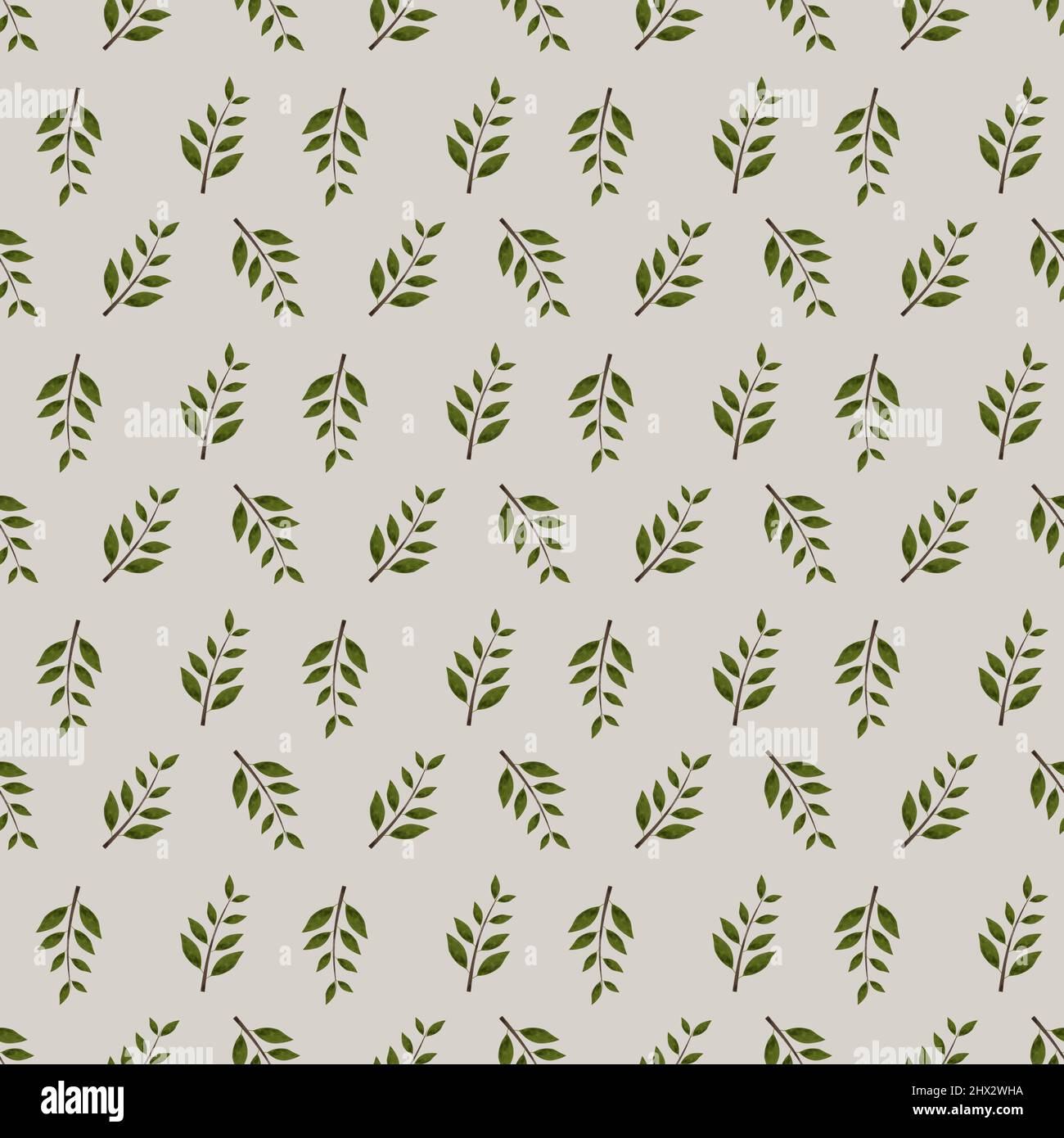 Motif feuillage sans couture, toile de fond de branches d'arbres, papier peint naturel sans couture, imprimé textile. Fond vert feuilles, décoration simple arbre Banque D'Images