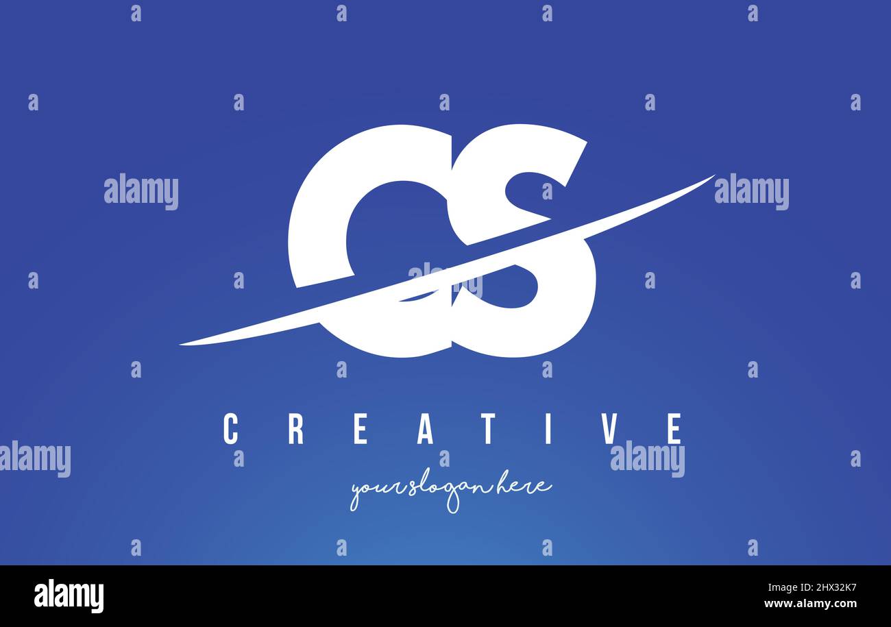 LOGO CS C S Letter Modern avec logo Swoosh coupant le fond blanc et jaune du milieu. Illustration de Vecteur