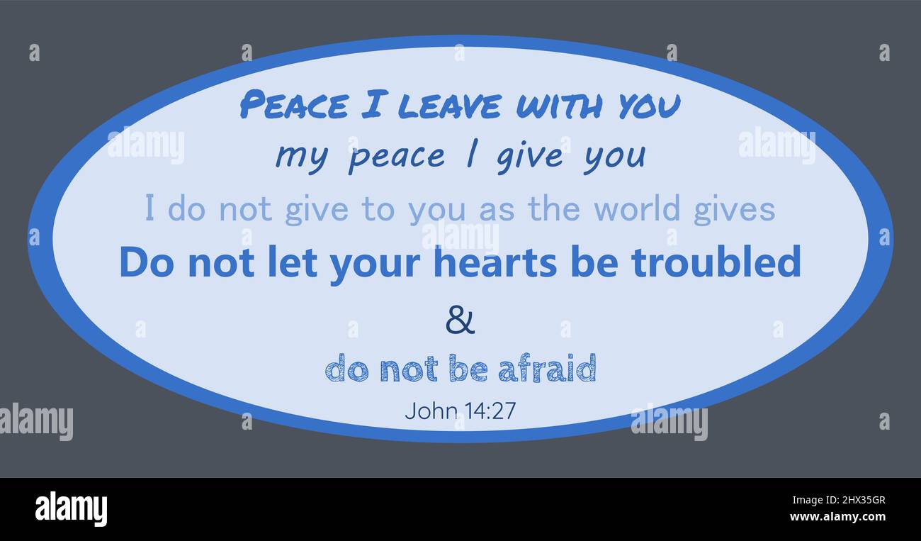Vector: Bible text: La paix que je vous laisse, ma paix que je vous donne... Jean 14: 27, avec un fond violet et bleu Illustration de Vecteur