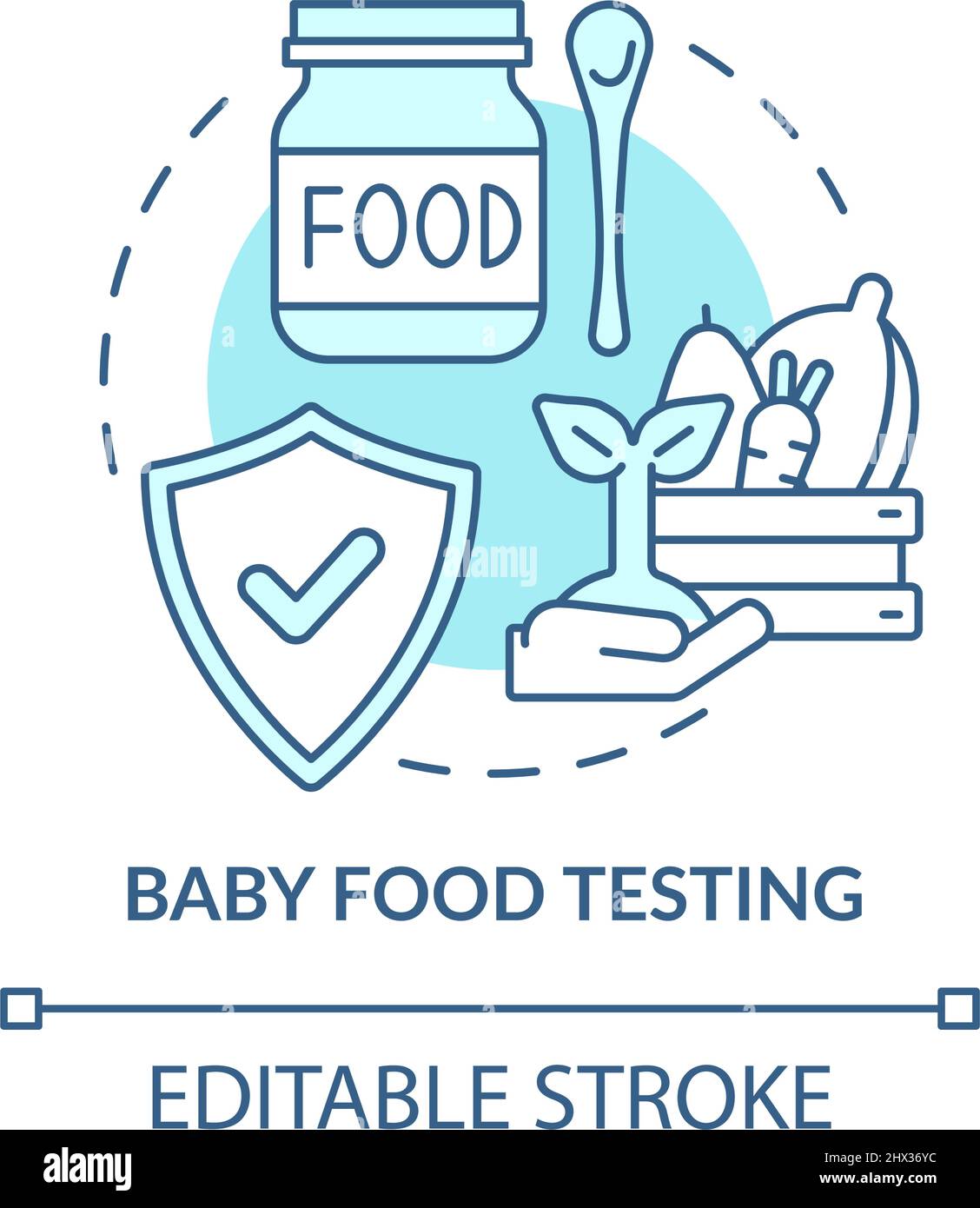 Icône de concept turquoise pour les tests d'aliments pour bébés Illustration de Vecteur