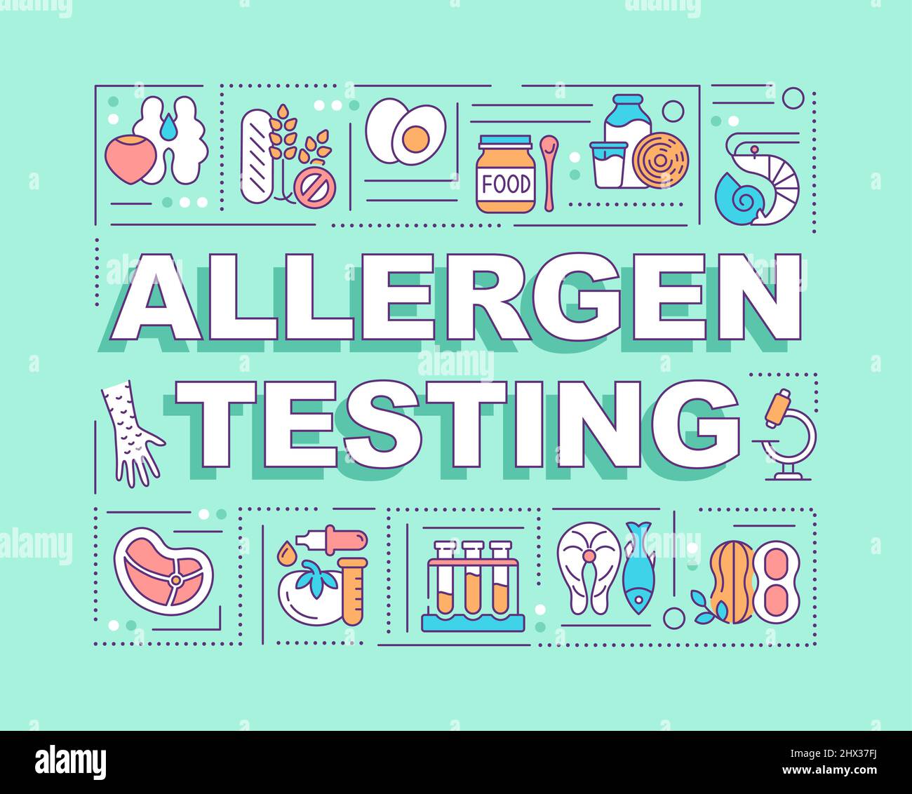 Bannière verte de concepts de mots de test d'allergènes Illustration de Vecteur