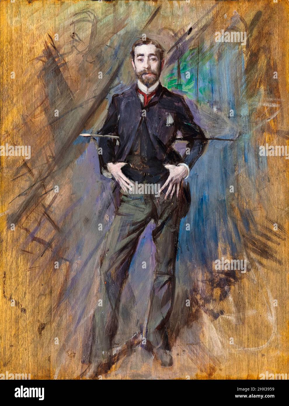 John Singer Sargent (1856-1925), artiste américain connu pour son portrait de l'époque édouardienne, huile sur tableau de portrait de Giovanni Boldini, 1890 Banque D'Images