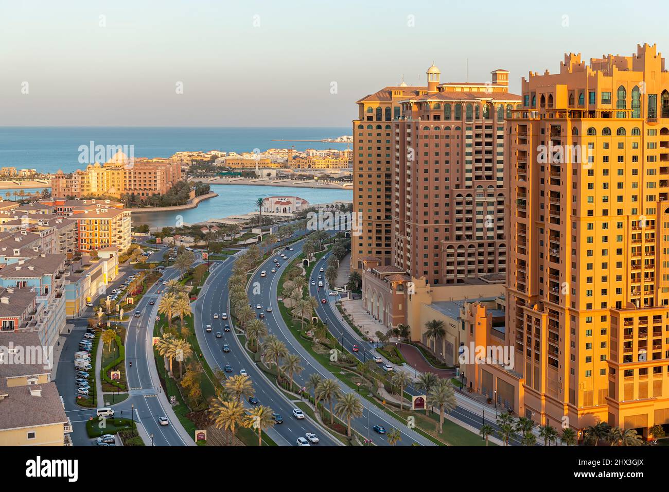 Vue aérienne Peral Qatar Porto Arabia Banque D'Images