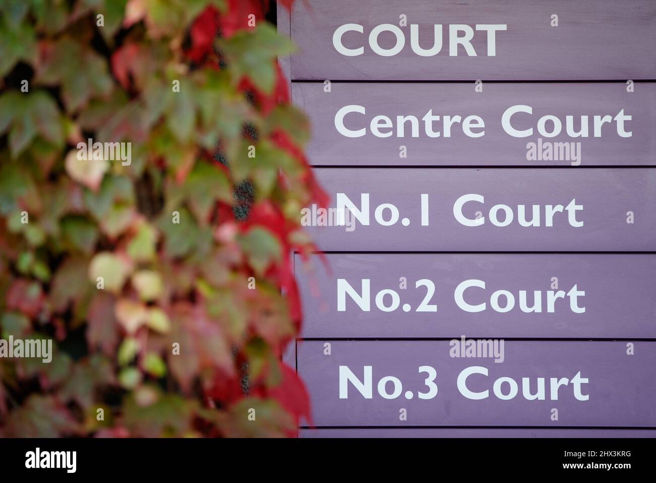 Panneaux du court de tennis de Wimbledon Banque D'Images