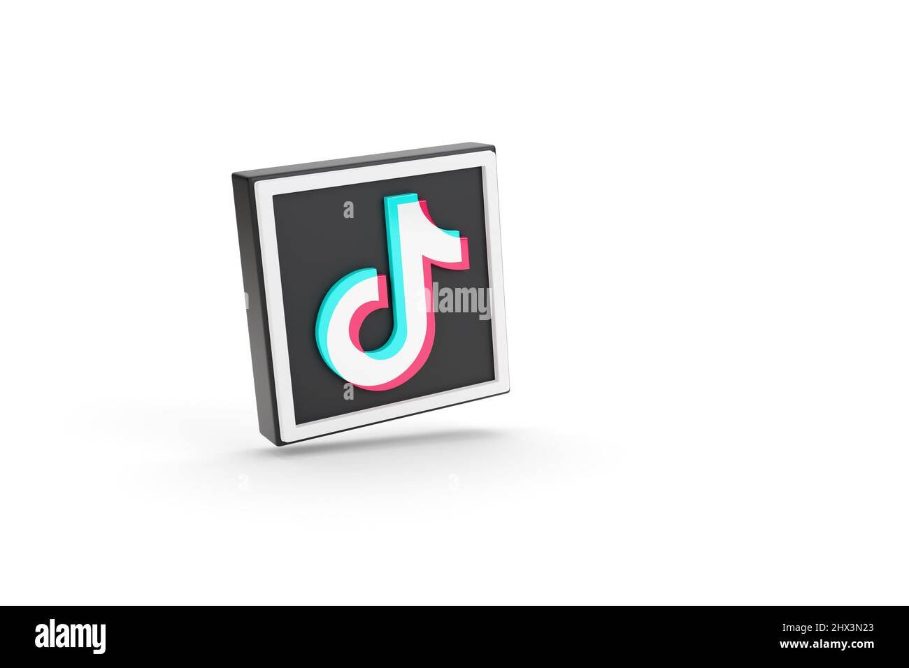 Buenos Aires, Argentine - 8th mars 2022 : icône de Tiktok isolée sur fond blanc. 3d illustration. Banque D'Images