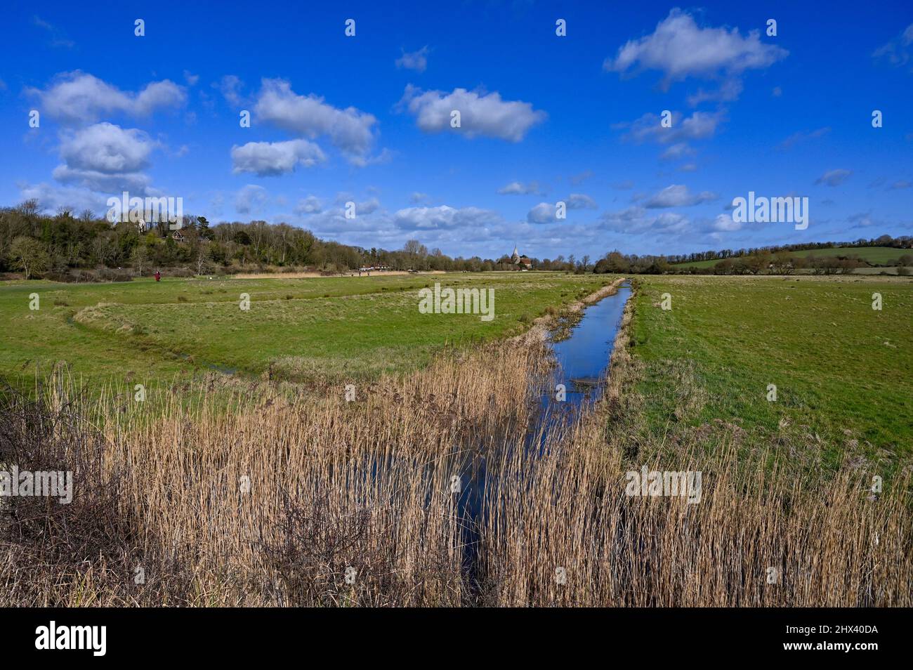 Alfriston East Sussex, Angleterre Royaume-Uni - Une vue sur les terres agricoles à côté de la rivière Cuckmere Banque D'Images