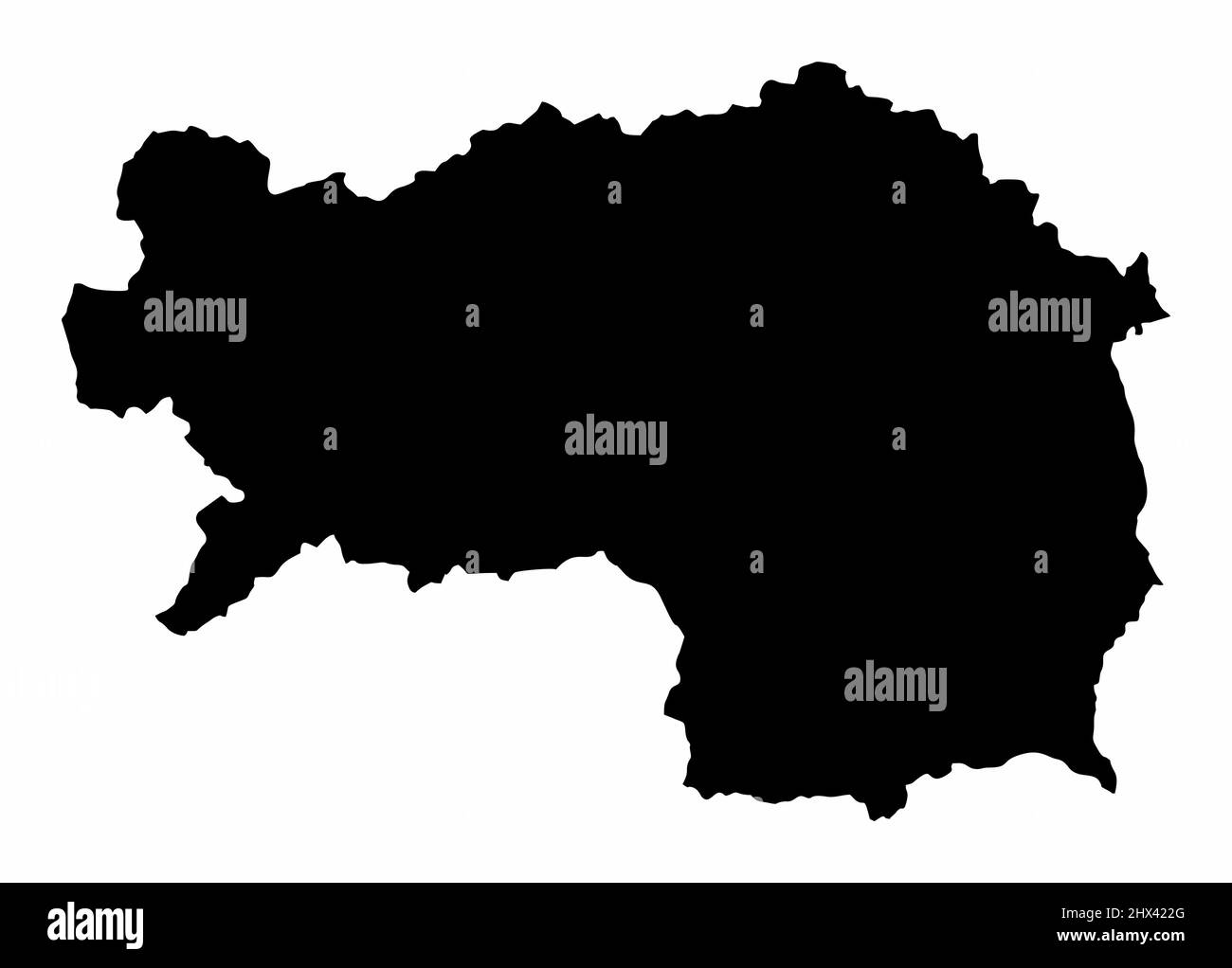 Etat de Styrie, carte de silhouette isolée sur fond blanc, Autriche Illustration de Vecteur