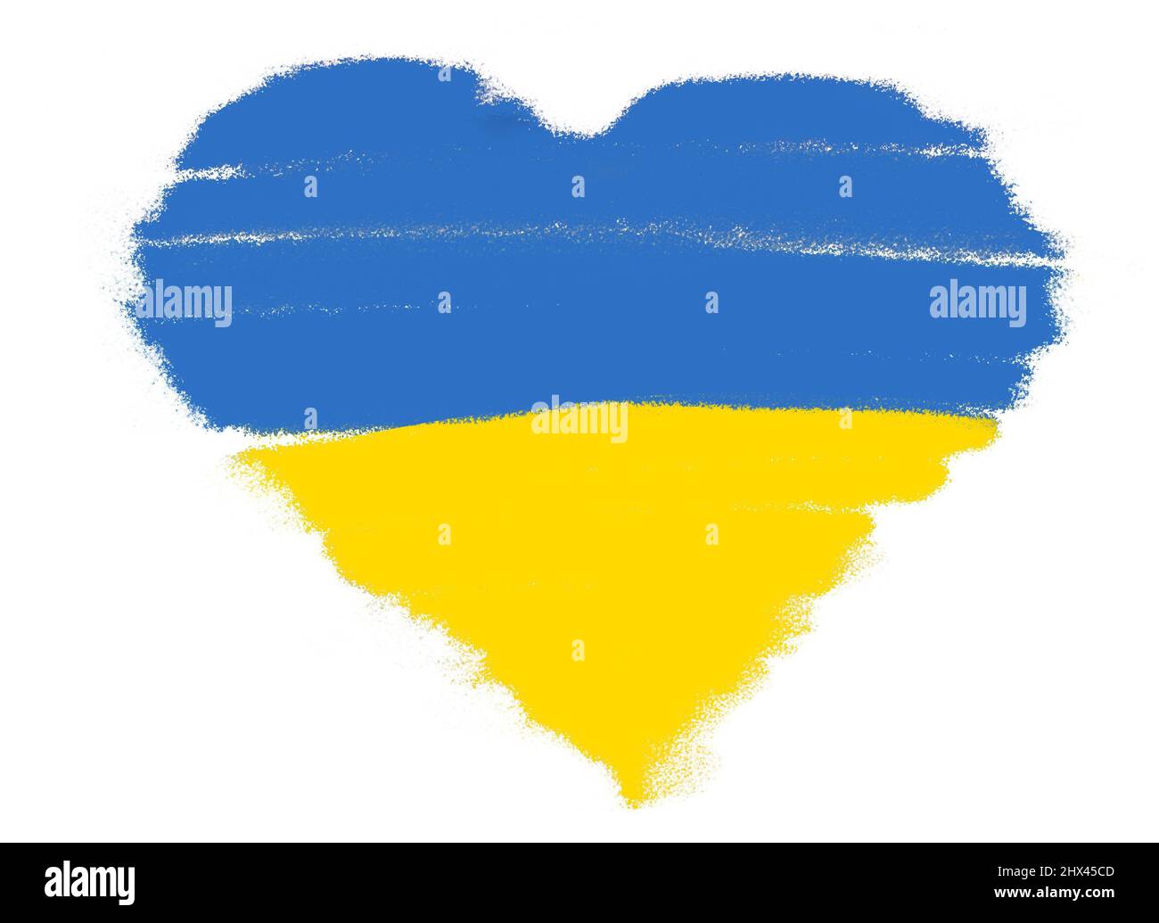 Coeur du drapeau national ukrainien de couleur bleu-jaune et colombes comme symbole de la paix isolé blanc. Le concept de participation du Banque D'Images