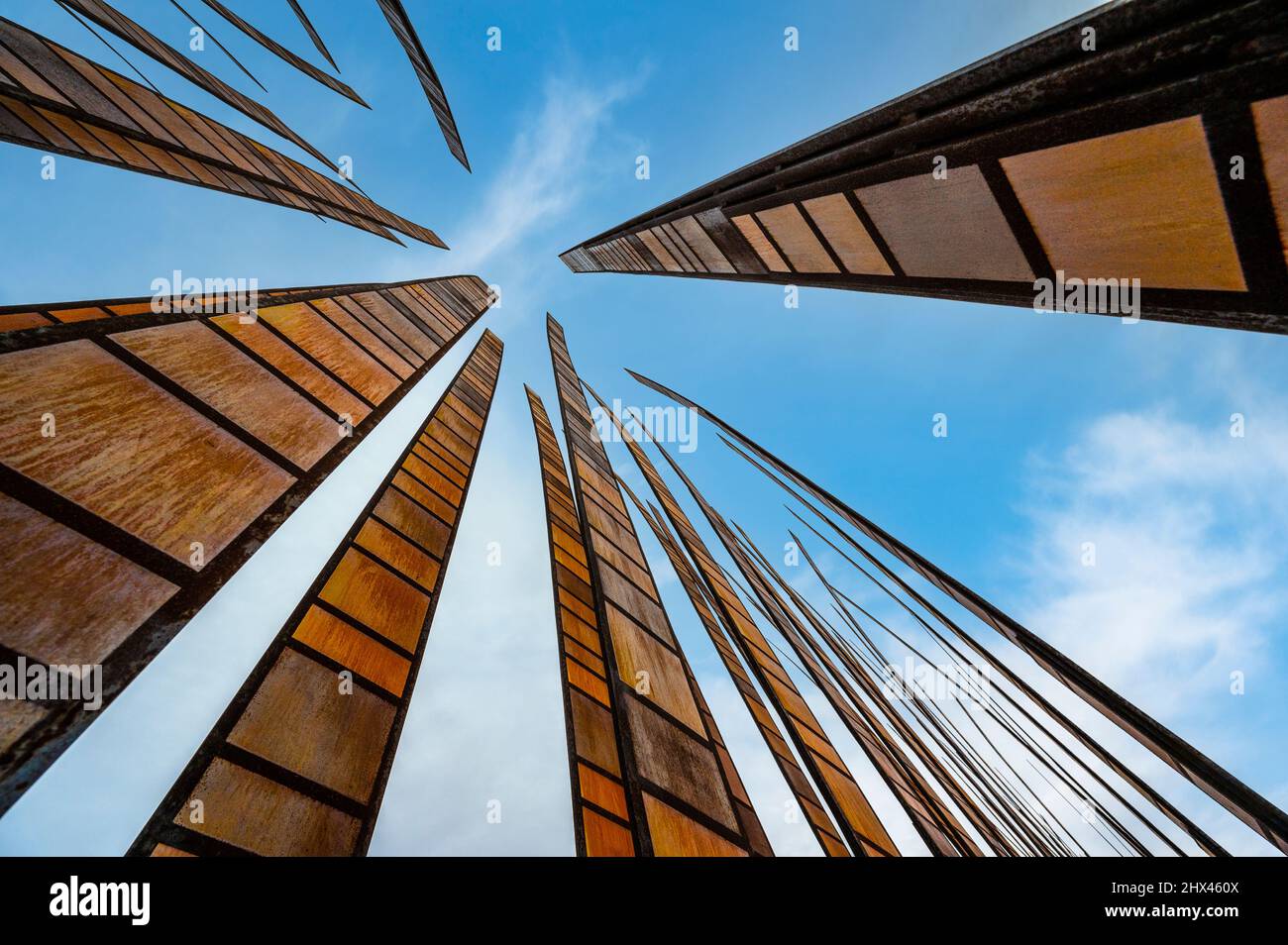Sculpture d'art public Grass Blades au Seattle Center Banque D'Images