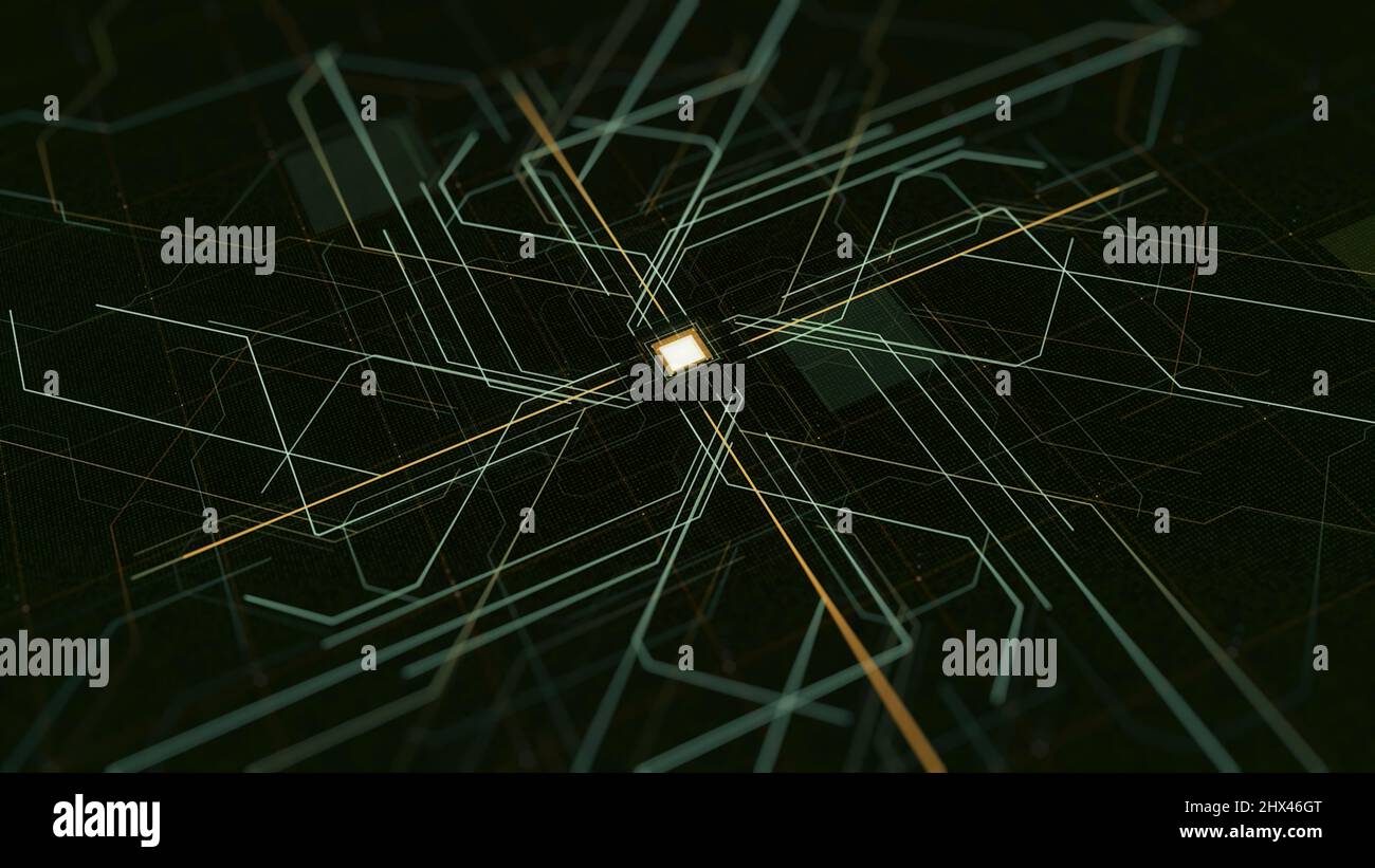 Intelligence artificielle, concept de technologie informatique. Bouton Abstracct qui apparaît