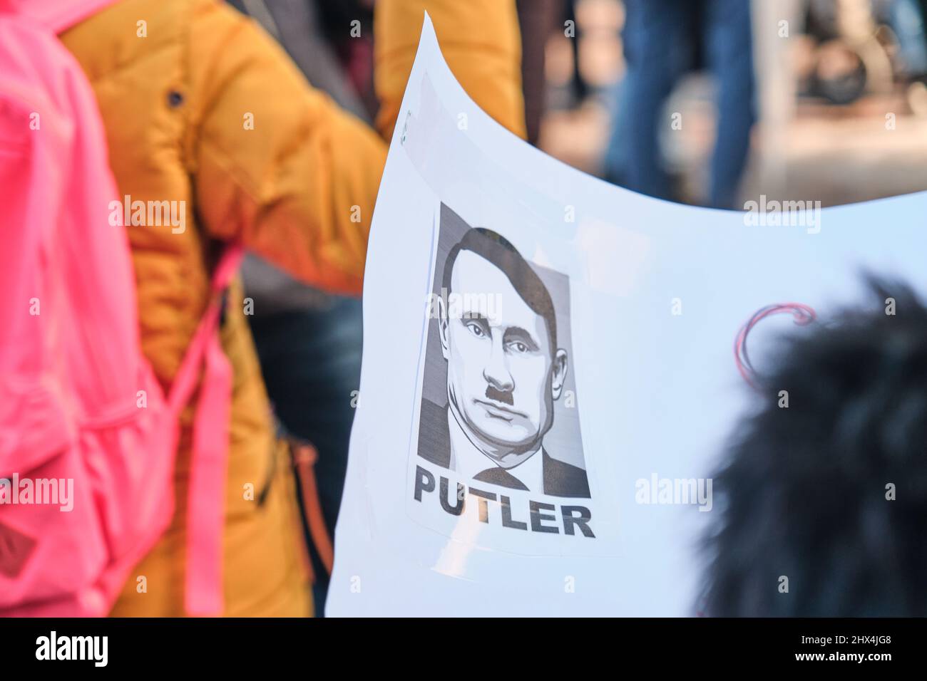 Manifestation contre l'agression russe en Ukraine Banque D'Images