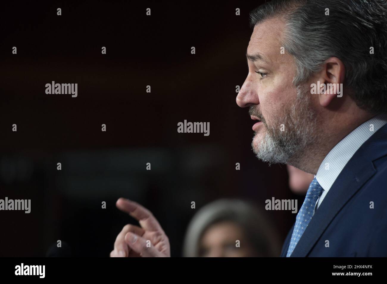 Washington, États-Unis. 09th mars 2022. Le sénateur Ted Cruz, R-TX, parle lors d'une conférence de presse sur l'accord nucléaire iranien au Capitole des États-Unis à Washington, DC, le mercredi 9 mars 2022. Photo de Bonnie Cash/UPI Credit: UPI/Alay Live News Banque D'Images