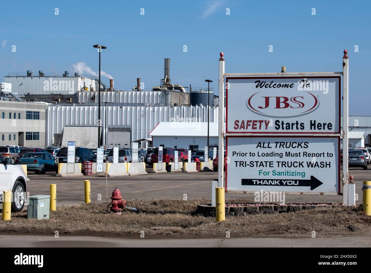 Worthington, Minnesota. Plante de porc JBS. C'est le deuxième plus grand producteur de porc frais avec cinq installations aux États-Unis Banque D'Images