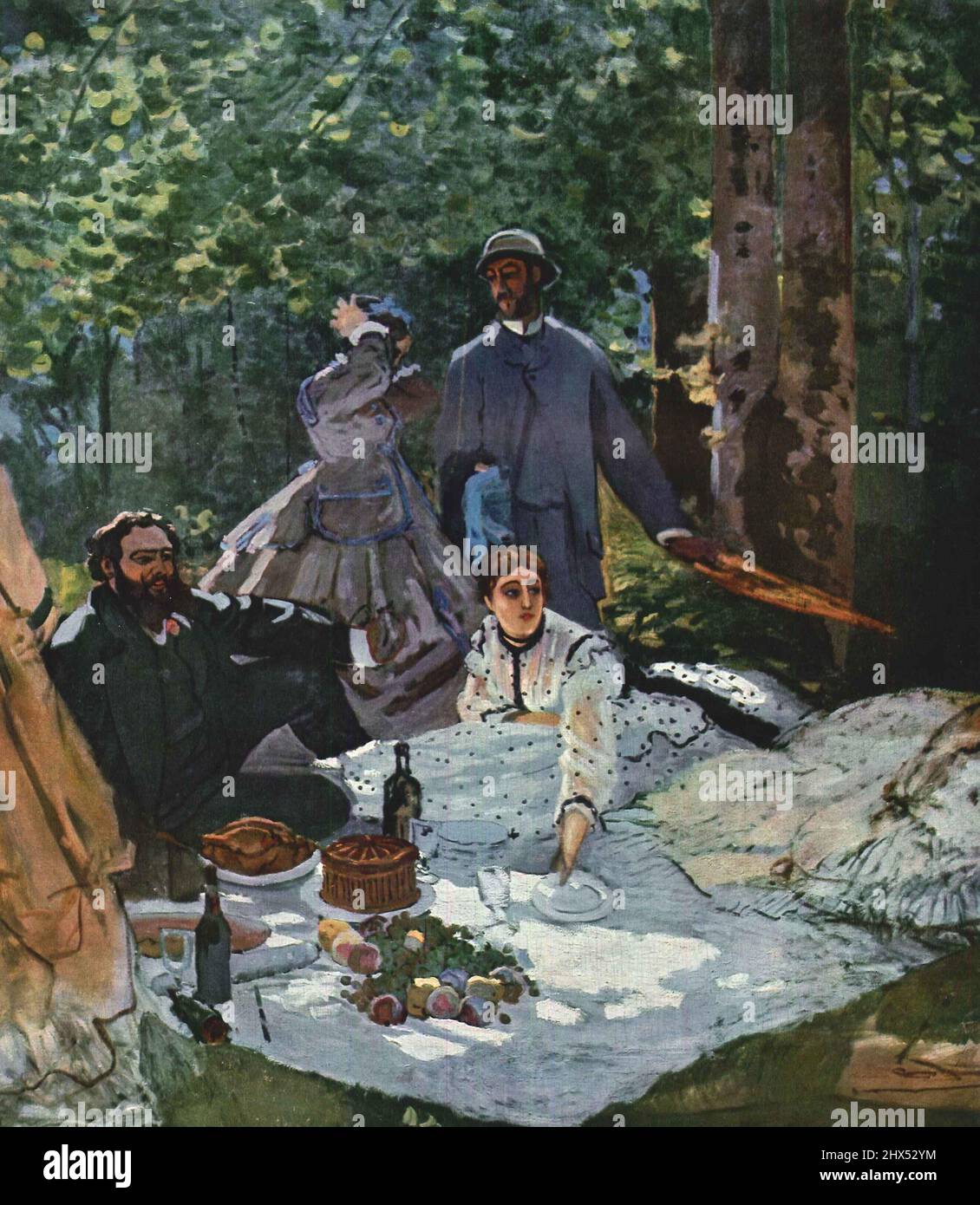 Claude Monet; le Déjeunesse sur l'herbe (fragment moyen) (1866), déjeuner sur l'herbe, Das Frühstück im Grünen (fragment Mittleres); 克勞德·莫奈, 草地上的早餐 Banque D'Images