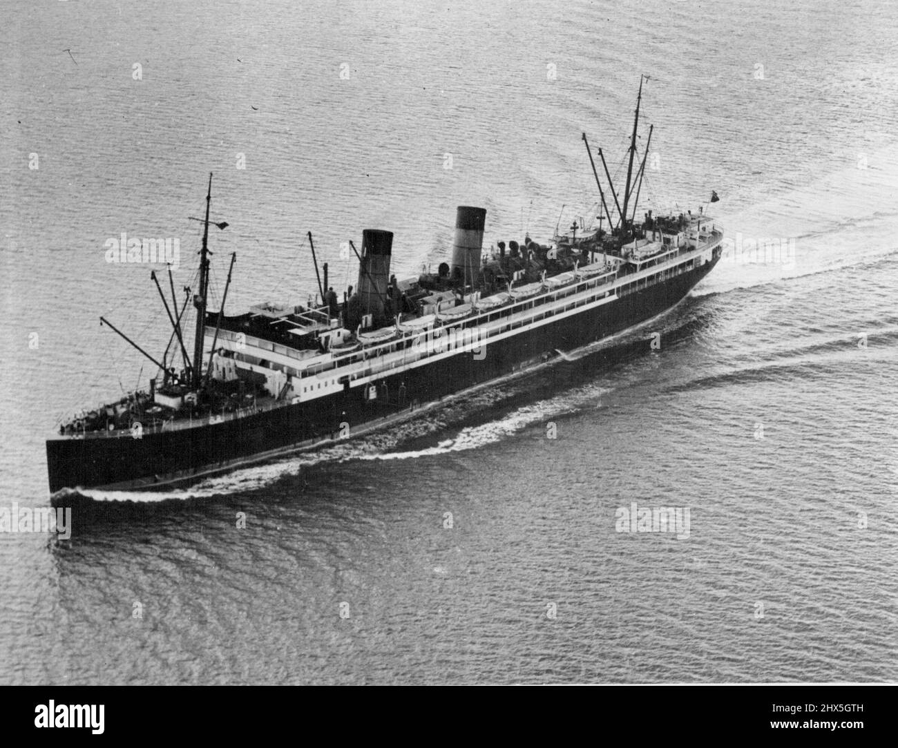 En arrivant à Auckland depuis Vancouver - vue aérienne de R.M.S. Niagara pris le 10 août. Conserver pour une utilisation future possible dans le fichier. 08 septembre 1931. (Photo de l'Auckland Weekly News). Banque D'Images